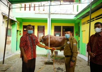 Gubernur Al Haris Serahkan Hewan Kurban di Mesjid Al Falah