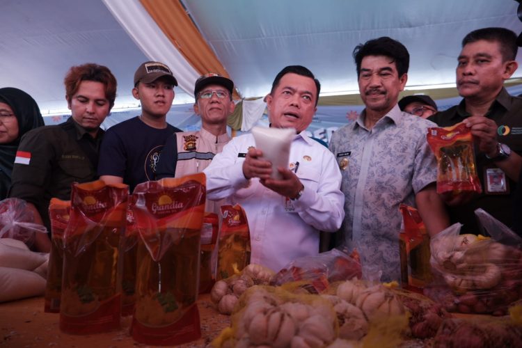 Pj Bupati Raden Najmi Dampingi Gubernur Hadiri Kegiatan Gerakan Pangan Murah di Muaro Jambi