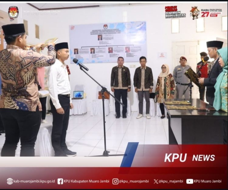 KPU Muaro Jambi Melaksanakan Pelantikan Pengganti Antar Waktu PPS Desa Kemingking